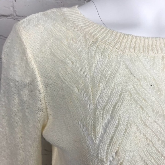 NWT 1.STATE Retro Sweater Antique White XXS Neutral Coastal Lightweight Spring - Picture 2 of 8